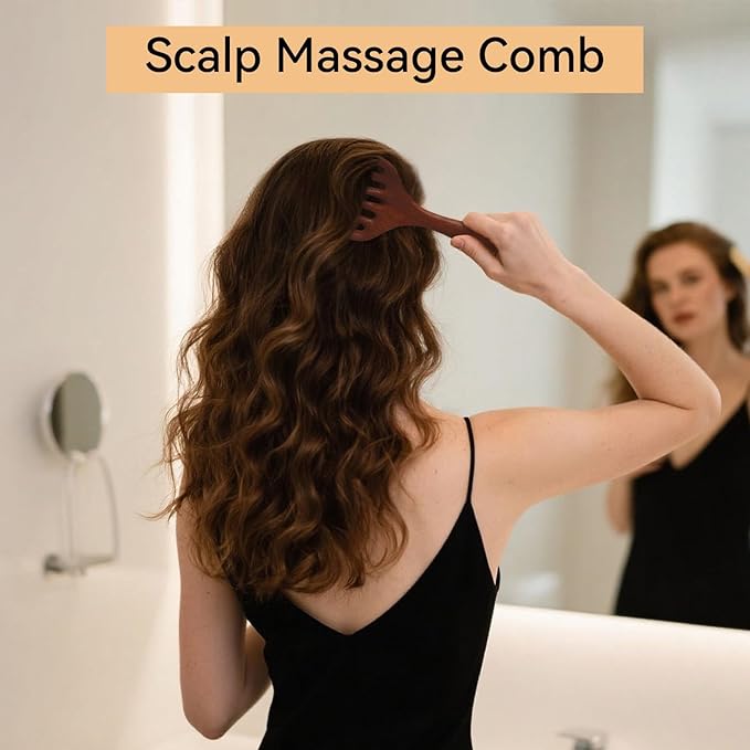 2 Pack Wooden Scalp Massage Tool, Sandalwood Manual Scalp Massager Wood Comb, Head Gua Sha Brush for Women Men Hair Growth