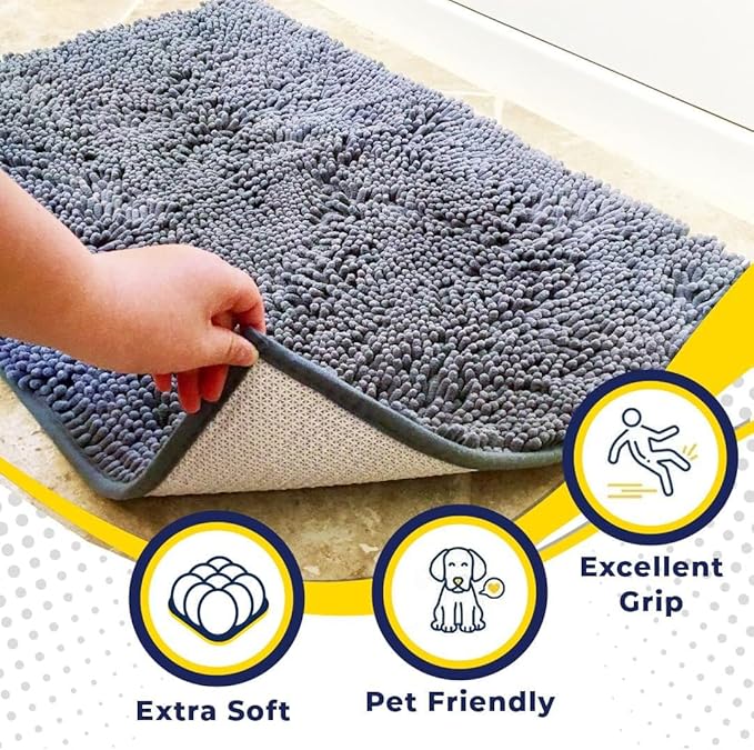 Muddy Mat® | Super Absorbent Door Mat Indoor, Microfiber Quick Dry Chenille Entryway Rug, Non-Slip Front Door Mat, Indoor Mats for Entryway, Machine Washable Pet Rug, Baby Blue 19"X30"