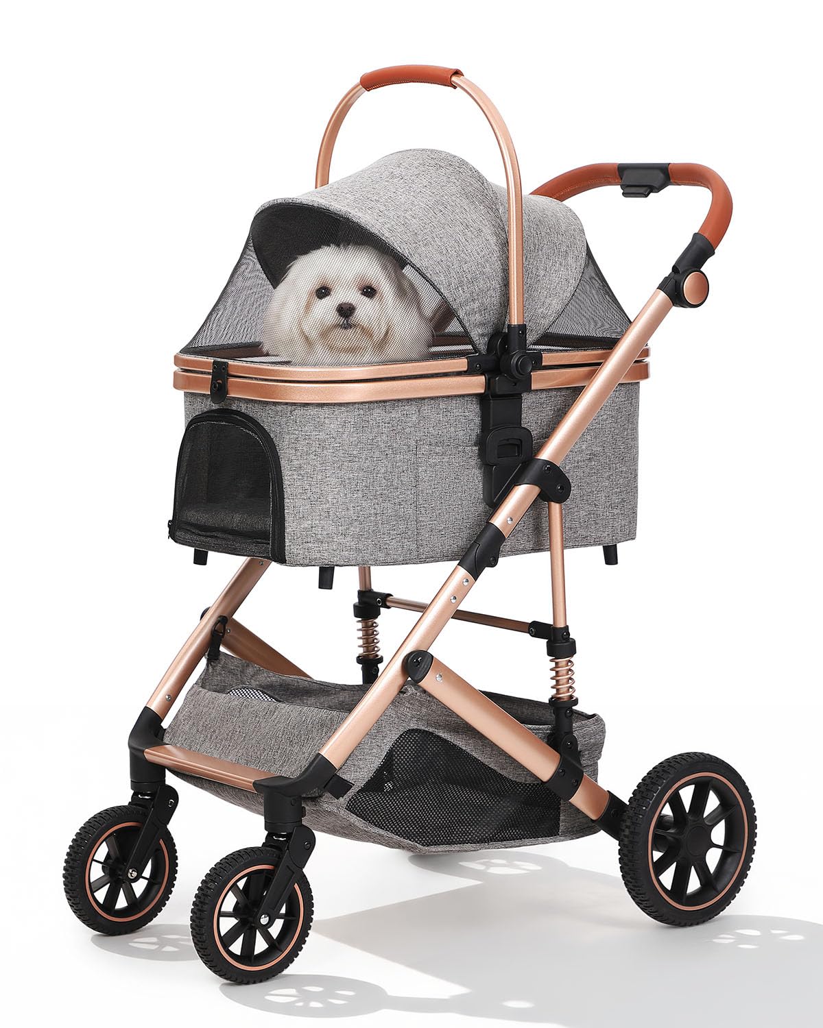 HOVONO Dog Stroller with Detachable Carriers, 3-in-1 Pet Stroller for Two Small to Medium Pets, Lightweight Aluminum Alloy Frame with 4-Wheel Suspension, Foldable Dog & Cat Stroller up to 60 lbs