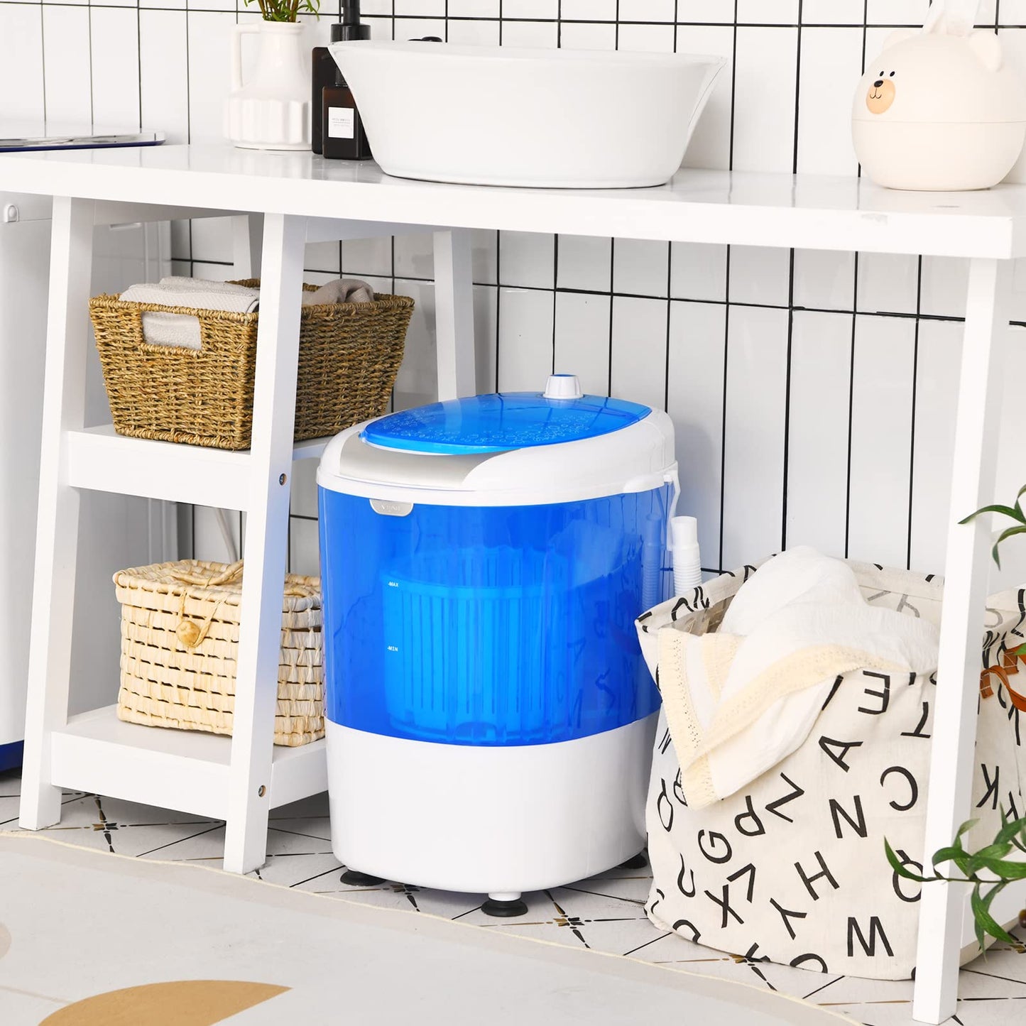 Giantex Portable Washing Machine, Mini Washer and Spinner Combo, 5.5lbs Washing Capacity, Semi-automatic Compact Laundry Machine for Apartment Dorm RV