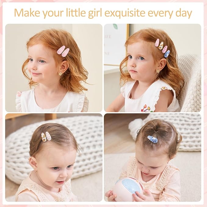 20 PCS Snap Toddler Hair Clips - Flower Patterns, Wrapped Mini Barrettes, Cute Hair Accessories for Girls and Infants