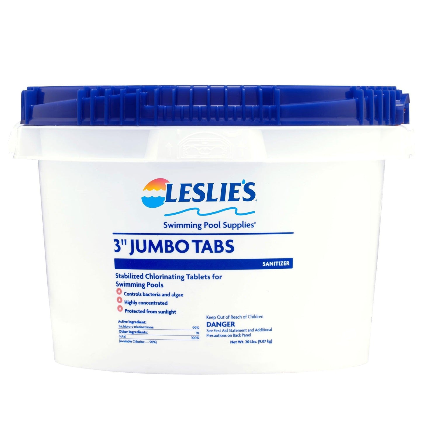 Leslie's 3 Inch Stabilized Chlorine Tablets for Sanitizing Swimming Pools - Individually Wrapped, Slow Dissolving - 90% Available Chlorine - 99% Tri-Chlor - 20 Pounds