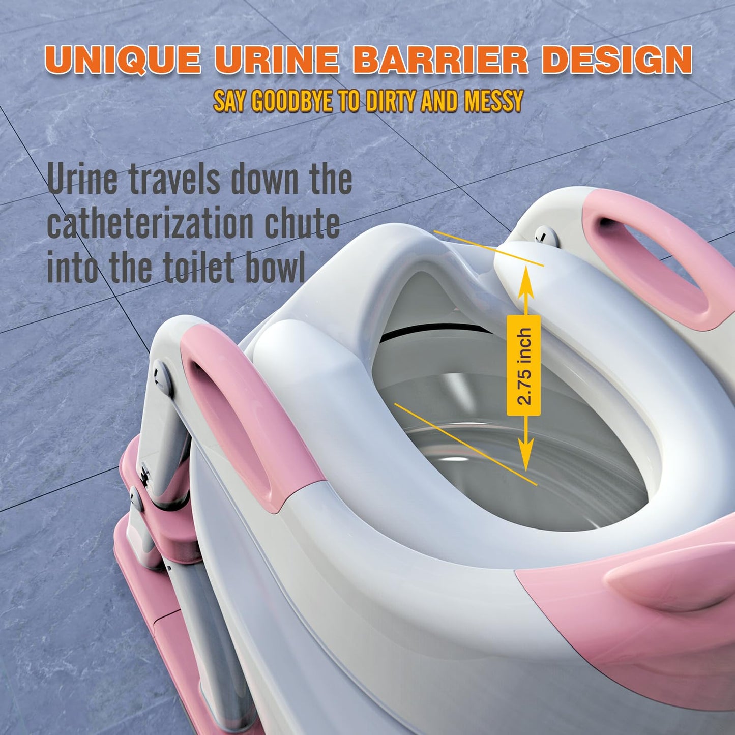 Potty Training Seat, SKYROKU Upgrade Toddler Toilet Seat for Kids Boys Girls, 2 in 1 Potty Training Toilet, Splash Guard Anti-Slip Pad Step Stool,New Sector-Shape Stabilized Base (8899+Pink)