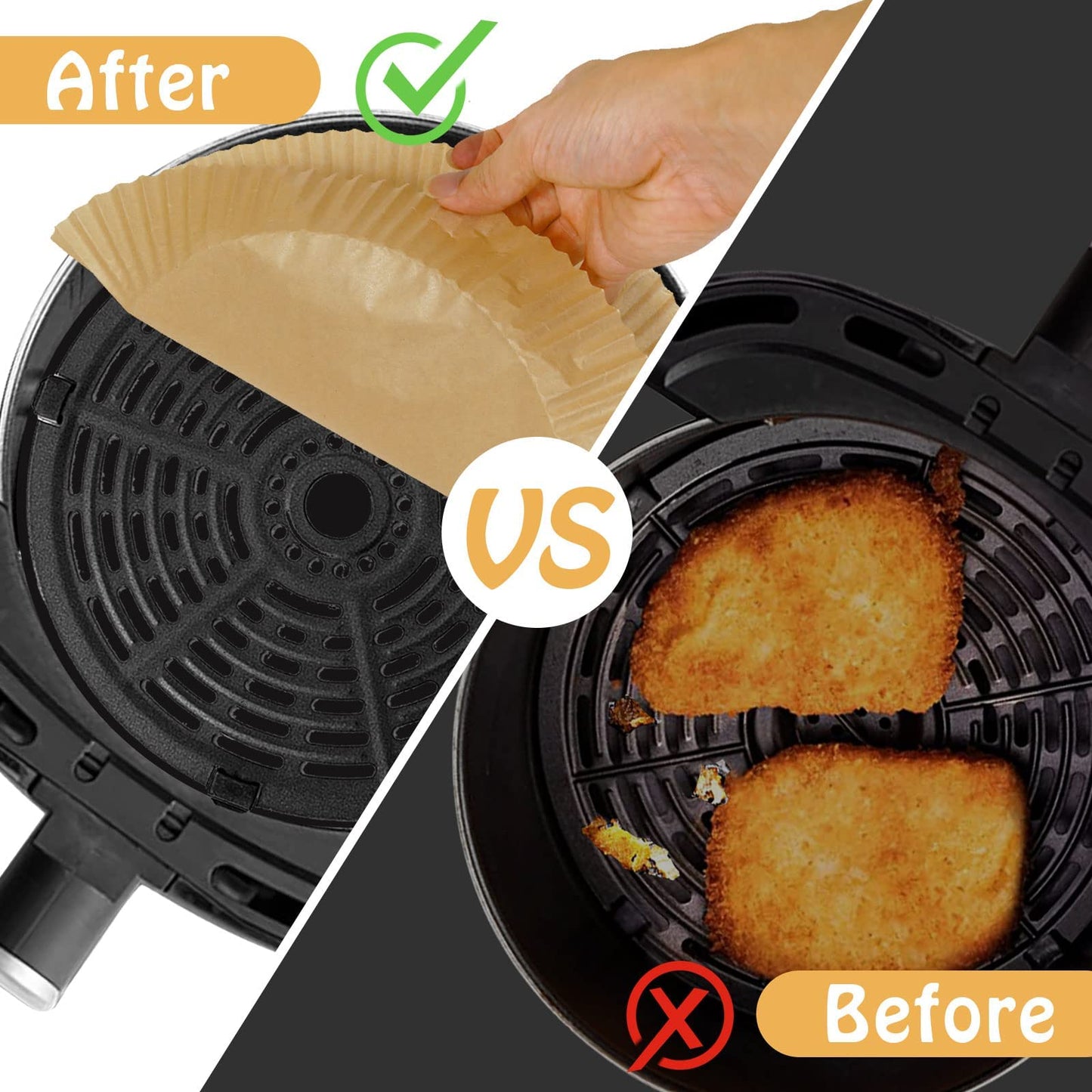 SIUDANGKA 200 Pcs Air Fryer Liners - Disposable Parchment Paper Sheets for Ninja Air Fryer AF101 & AF150 XL