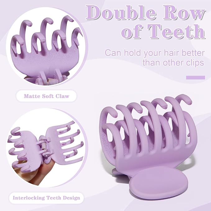 8PCS Claw Clips for Thin Hair Women, 1.6" Matte Medium Hair Claw Clips for Thin Fine Thick Hair Strong Hold Double Row Teeth Hair Clips Cute Jaw Clamps Short Hair Styling Accessories (Bright Color)