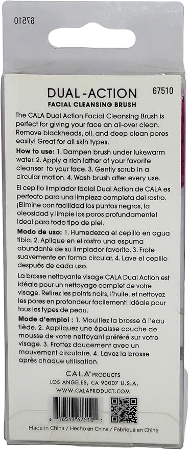 CALA Dual-Action Facial Cleansing Brush (Purple), Superfine Soft Bristles Deep Clean Pores, Removes Blackheads, Oil & Long-Wear Makeup, Water-Resistant Shower Use, All Skin Types