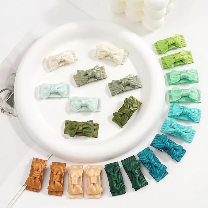 CÉLLOT 90 pcs Mini Grosgrain Ribbon Bows - Snap Clips for Baby Toddlers Infants' Fine Thin Hair