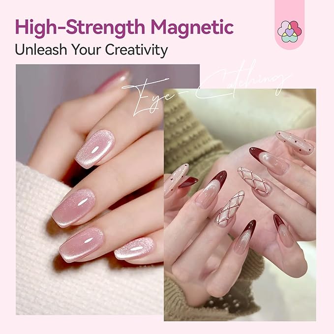 SAVILAND Cat Eye Nail Magnet Set: 6 PCS Cat Eye Magnet for Nails Strong Suction Cat Eye Magnet Tools Multi-Function Nail Magnets for Nail Art Gel Nail Polish Diverse Cat Eye Effect Nail Salon