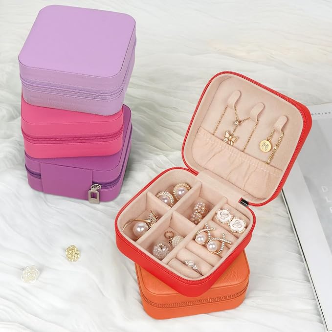 Travel Jewelry Case Small Jewelry Box Jewelry Organizer Storage Case Portable PU Leather Mini Jewelry Travel Case for Girls Womens Earring, Necklace, Rings,Bracelets