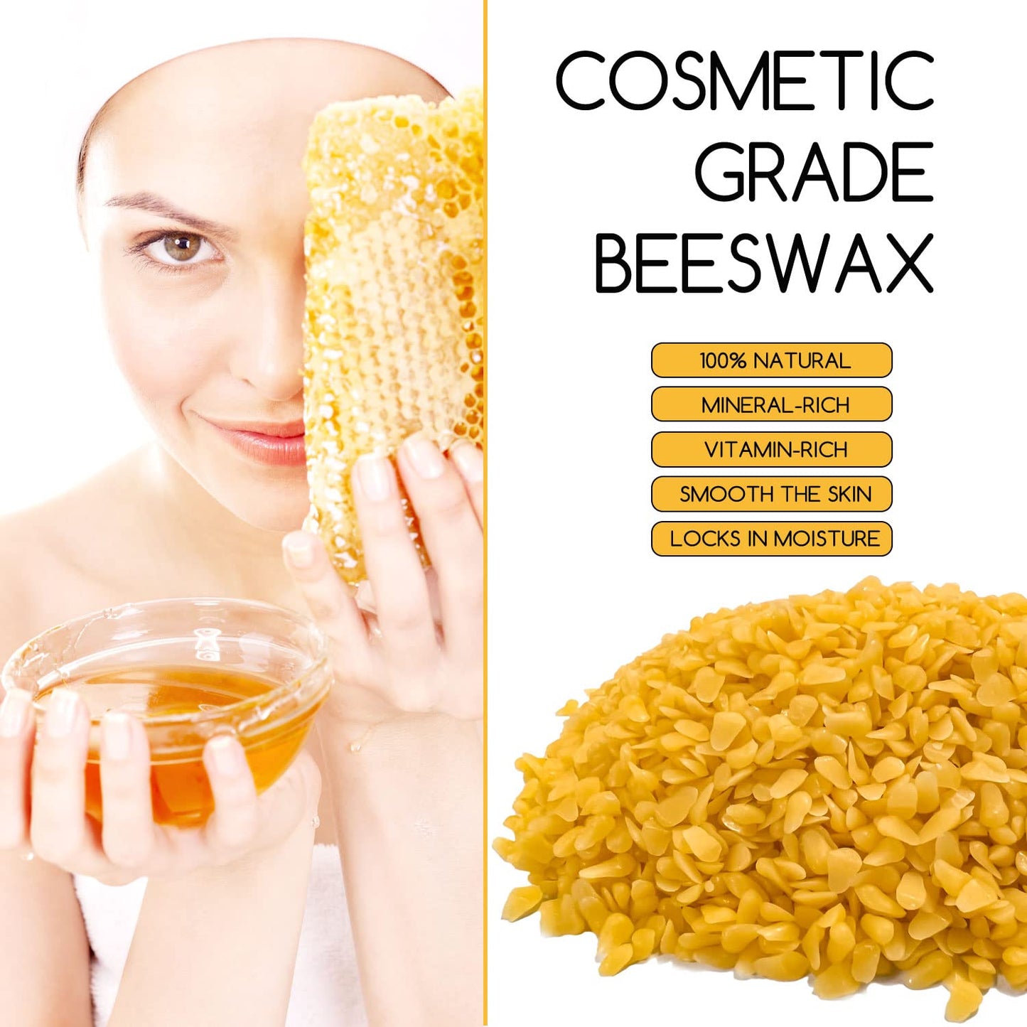 TRINIDa Yellow Beeswax Pellets 20lb, Organic Bees Wax for DIY Candles, Beeswax for Candle Making, Skin, Body, Face, and Hair Care, Lotions, DIY Creams, Lip Balm and Soap Making Supplies