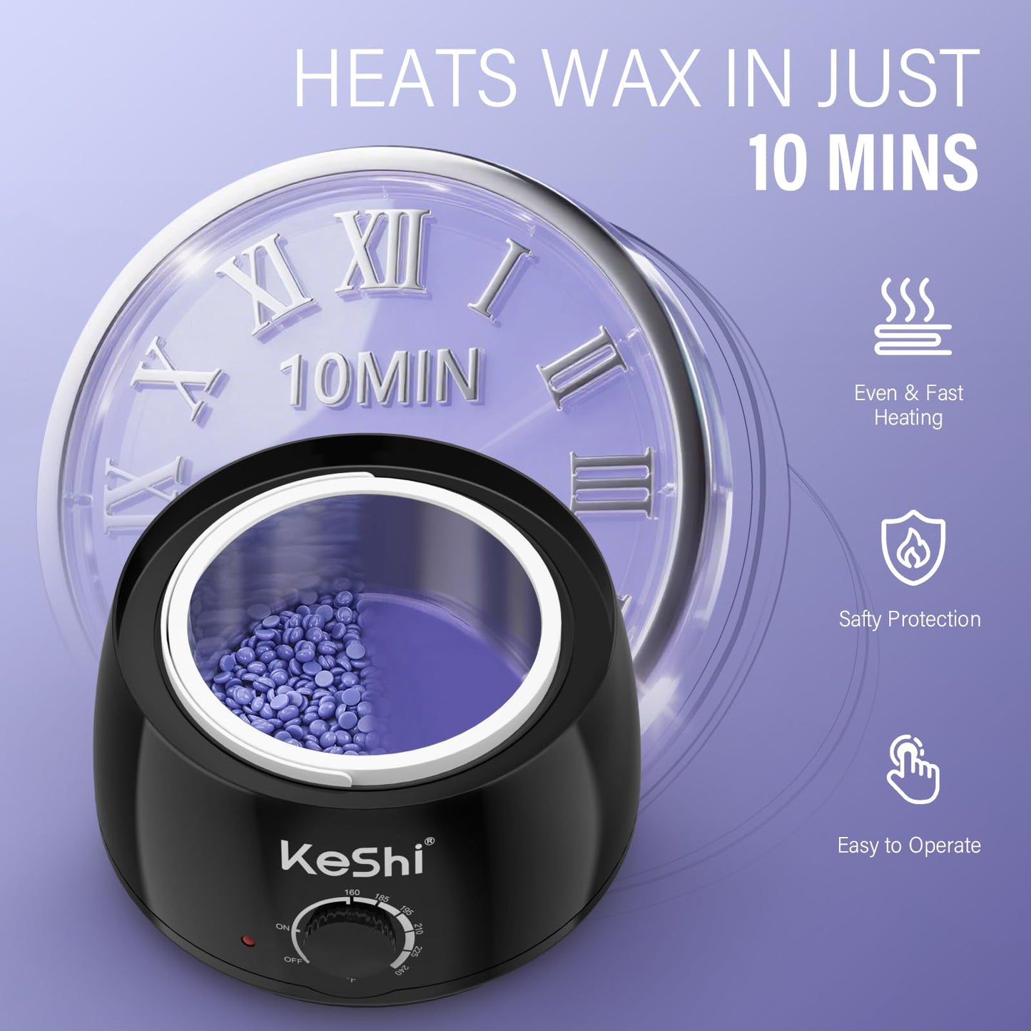 KeShi Waxing Kit, Painless Hair Removal Wax Warmer with 6 Bags Hard Wax Beans for Full Body, Legs, Face, Eyebrows & Bikini— Ideal for Both Women & Men