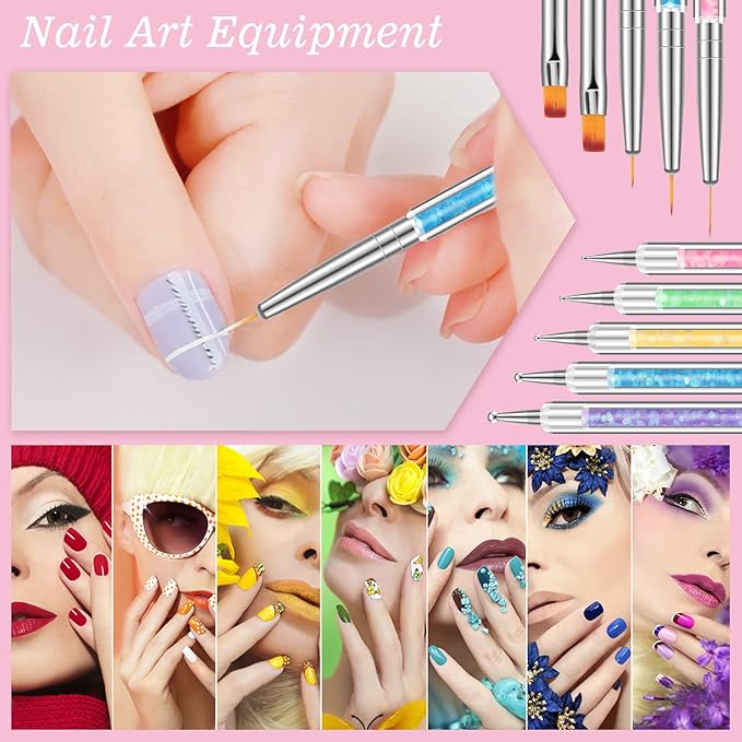 6 Pcs in 1 Set Resin Nail Art Palette with 5 Nail Brushes, Nail Tech Supplies Tools Nail Polish Mixing Palette Double-Ended Dotting Pen for Nail Art