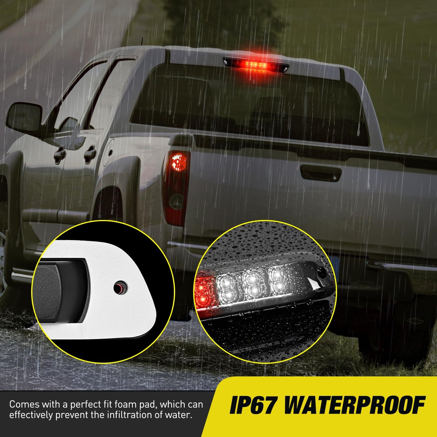 Nilight Third Brake Light Tail High Mount 3rd Stop Cargo Reverse LED Lights Smoked Lens Compatible with Chevy Colorado and GMC Canyon 2004 2005 2006 2007 2008 2009 2010 2011 2012 Pickup Truck