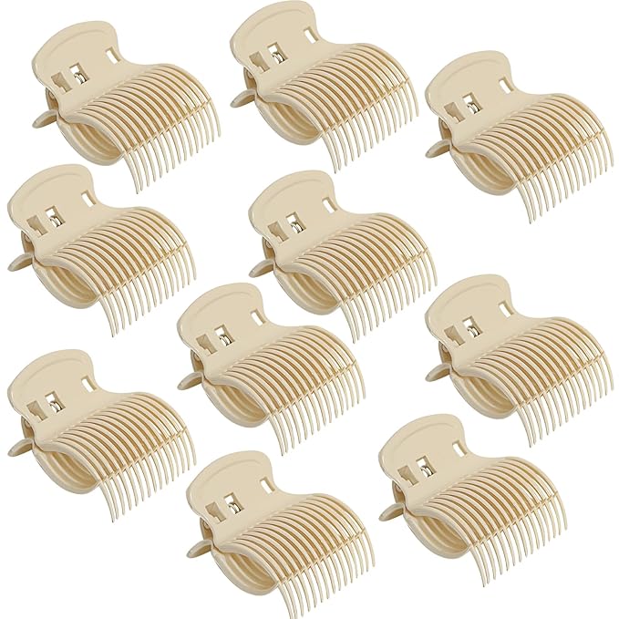 Hot Roller Clips -10PCS Hair Roller Clips - Hair Curler Claw Clip - Replacement Roller Clip for Women Girls Hair Section Styling - Beige