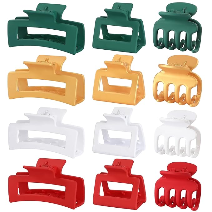 3 Styles Hair Clips for Women Small Medium Big Claw Clips for Thin Thick Hair 12 Pcs Hair Claw Clips Hair Clips Combination Hair Accessories for Women (Christmas)