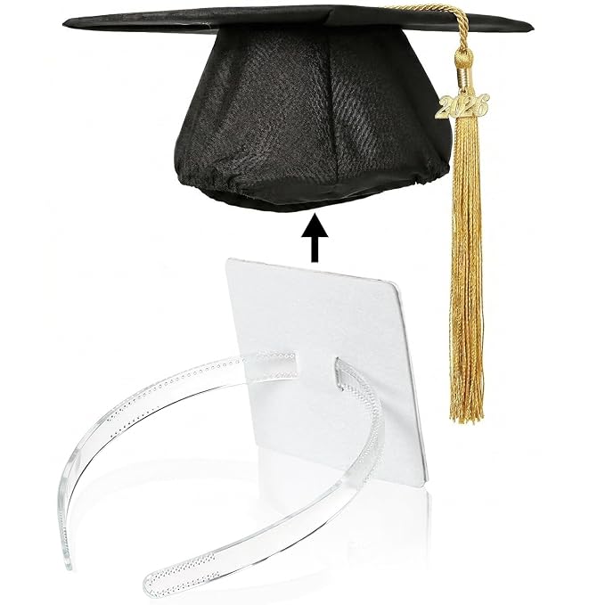Graduation Cap Headband, Firm Anti-fall Hair Band for Graduation Cap, Graduation Gifts Hat Accessories for Graduates, Students, Women(Clear)