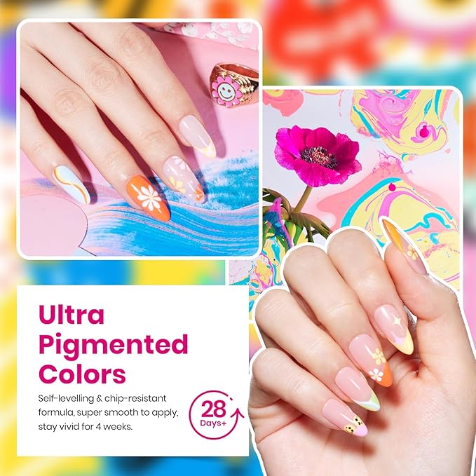 Beetles Pastel Gel Polish Set - Doodle Dreams Collection, Green Blue Purple 25 Spring Summer Colors Neon Rainbow Gel Polish with Base Glossy Matte Top Coat UV LED Soak Of Gifts for Women