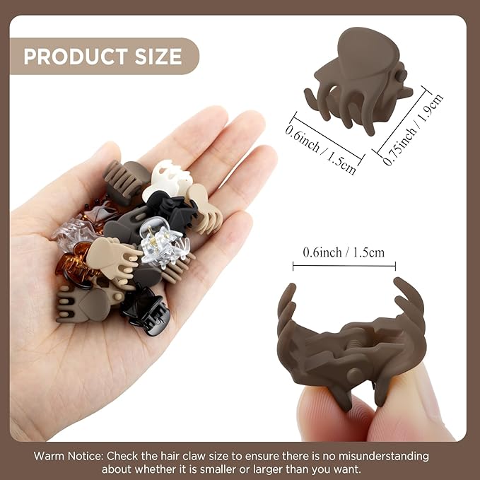 Small Hair Clips, Funtopia 72 Pcs Mini Matte Hair Claw Clips for Women Girls, Cute Small Claw Clips for Thin Hair, 8 Colors Tiny Hair Clips for Short Hair