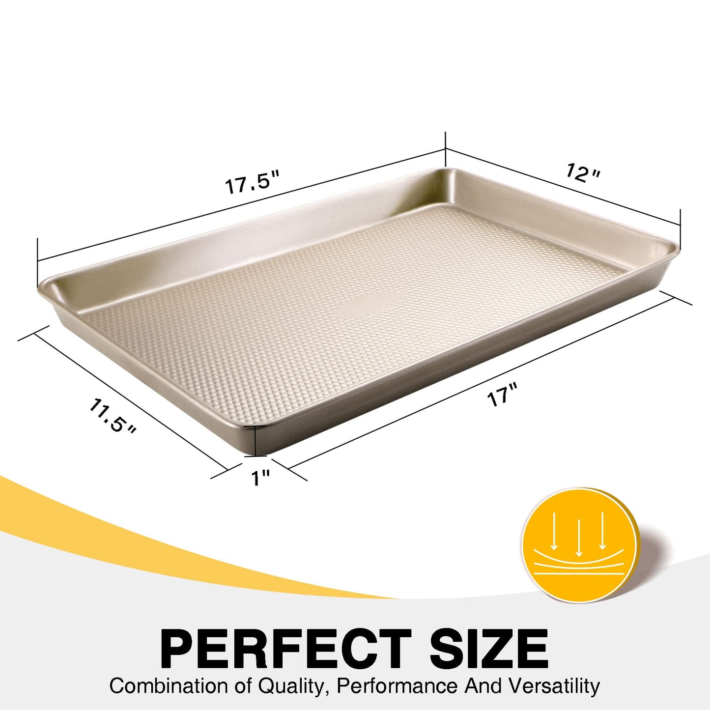 Half Cookie Sheet Pan for Baking - HONGBAKE Nonstick Baking Sheet with Diamond Texture Surface, 57% Thicker Carbon Steel Commercial Cookie Trays for Oven