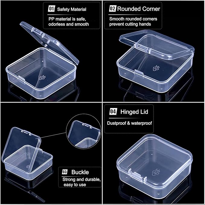Bead Organizer Box, 30pcs Small Clear Plastic Storage Containers, Craft Storage Box Features Hinged Lid and Labels, Mini Boxes for Bracelets, Jewelry, Diamonds, Clay Beads, Screws, Seeds, Small Parts