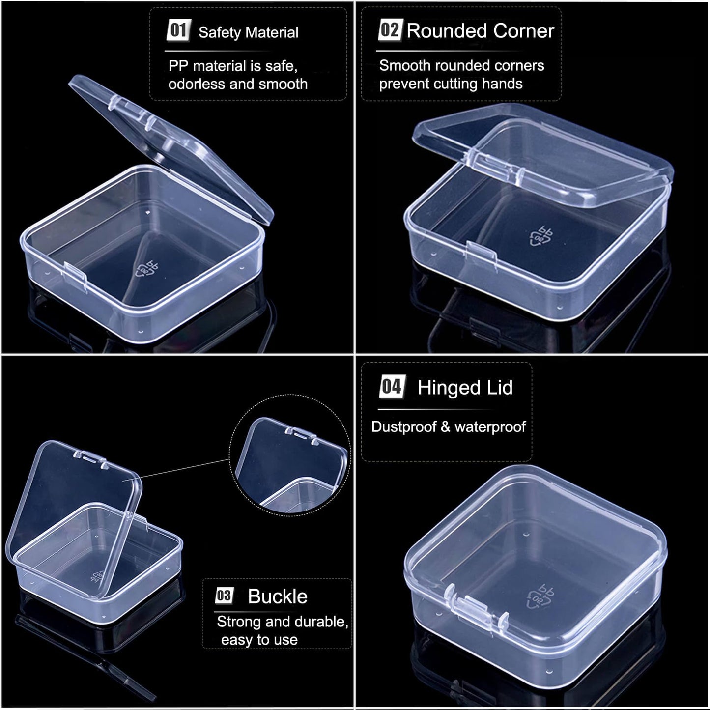 Bead Organizer Box, 60pcs Small Clear Plastic Storage Containers, Craft Storage Box Features Hinged Lid and Labels, Mini Boxes for Bracelets, Jewelry, Diamonds, Clay Beads, Screws, Seeds, Small Parts