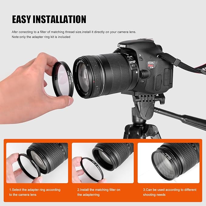 Step Up Rings for Filters 62mm to 67mm Stepping Camera Lens Filter Metal Step Up Lens Filter Adapter Ring for All Brands UV, ND, CPL
