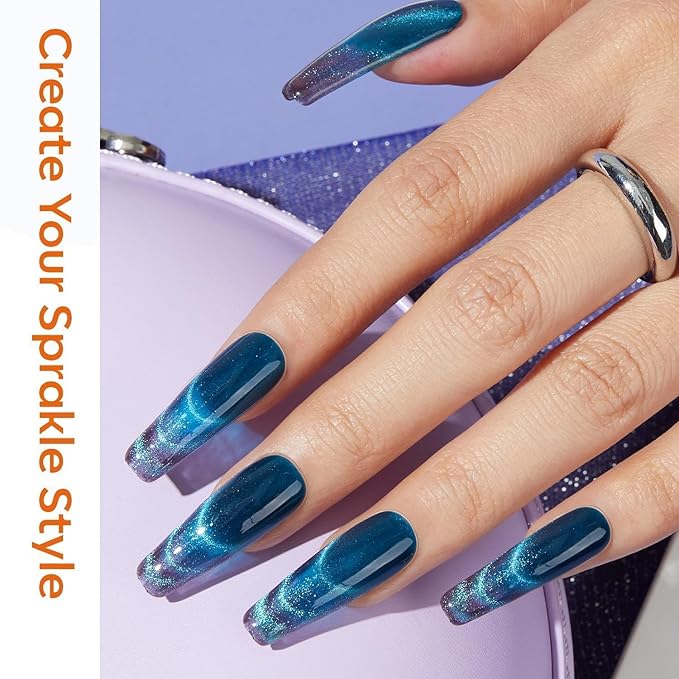 modelones Cat Eye Magnet Set, 15PCS French Cateye Gel Nail Polish Magnet Nail Art Tools Set Heart Magnet for Cat Eye Magnet Square Round Magnet Stick Diverse Glassy Cateye Effect for Women
