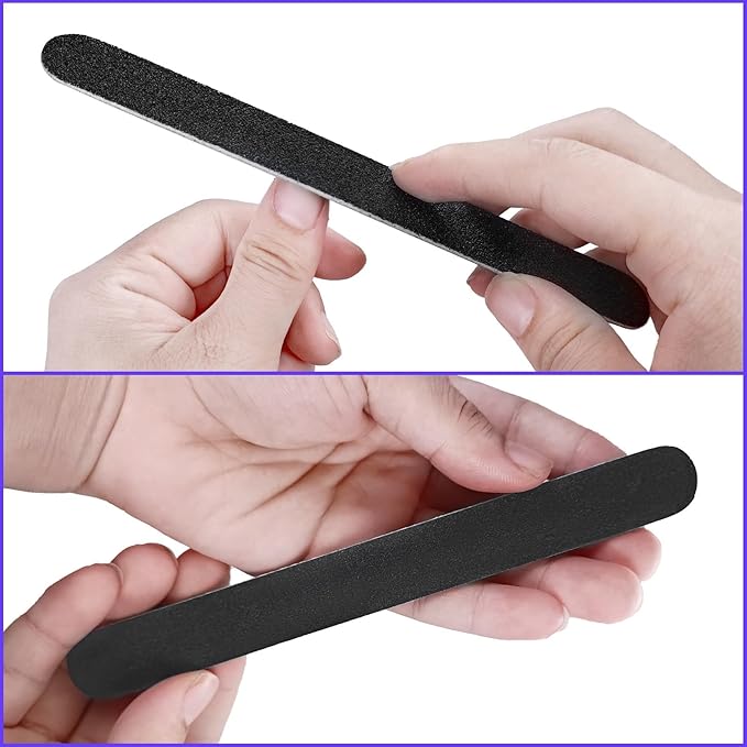 Emery Board Nail Files (50 Pack), 100/180 Grit Wooden Nail File for Natural Nails, 7 Inches Emory Filers Manicure Tool Set Disposable Nail File for Home Salon Black