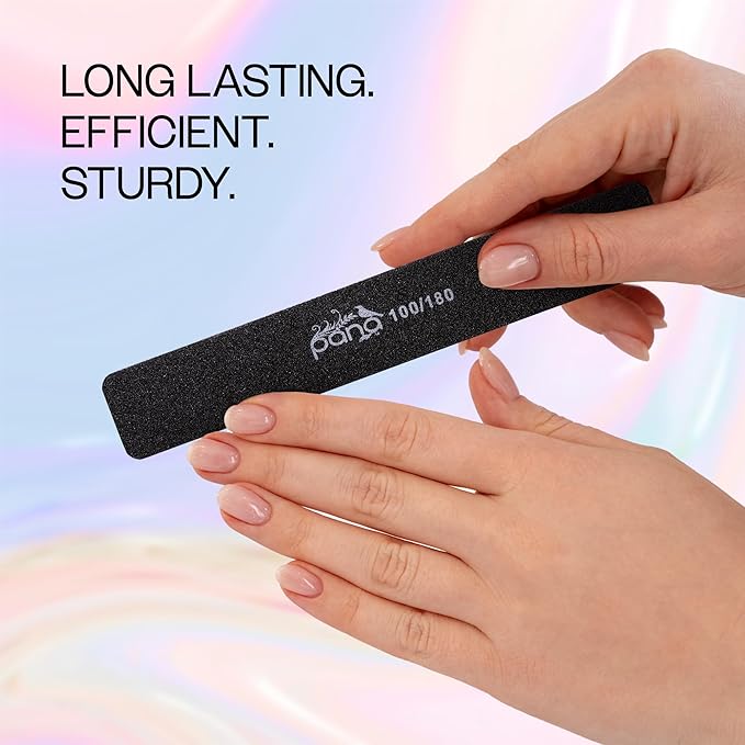 10PCS Jumbo Size PANA Professional Double Sided Nail Files - Black, 100/180 Grit - Emery Board Nail Buffering File Manicure Pedicure Nail Polisher Washable