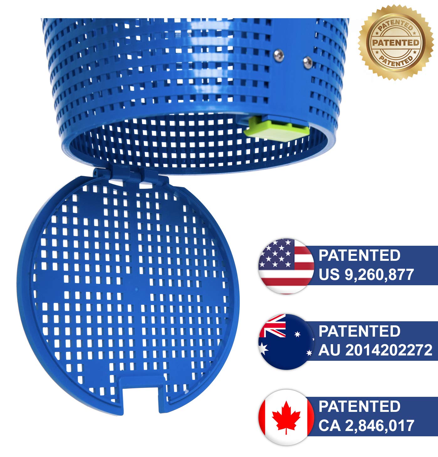 DebrisZ B9 Skimmer Basket for Inground Pool - Patented Handle & Quick Release Empty. New Heavy Duty Design with Greater Strength, Fits Popular U3 Style Pool Skimmers
