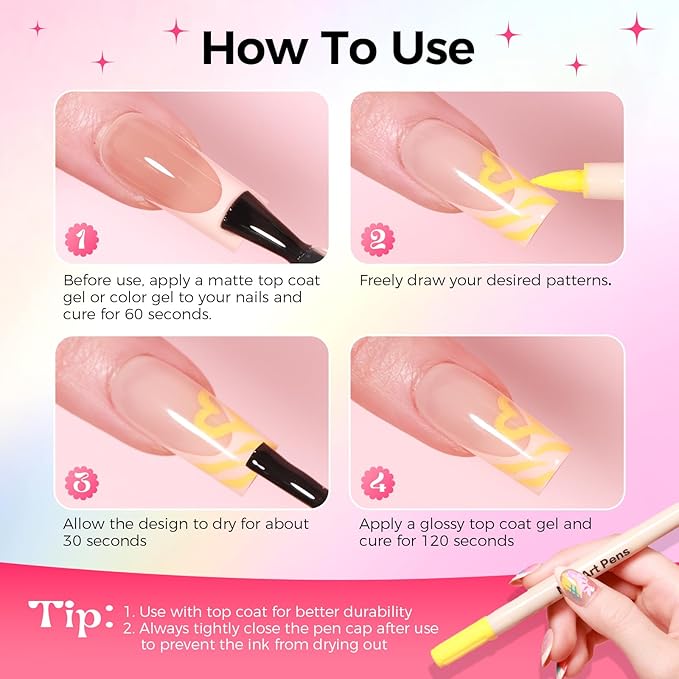 18 Colors Nail Art Pens Set, 3D Nail Polish Pens Quick-Drying Acrylic Paint Markers, Dotting Liner Brush for DIY Nail Design, Home & Salon Manicure Tools