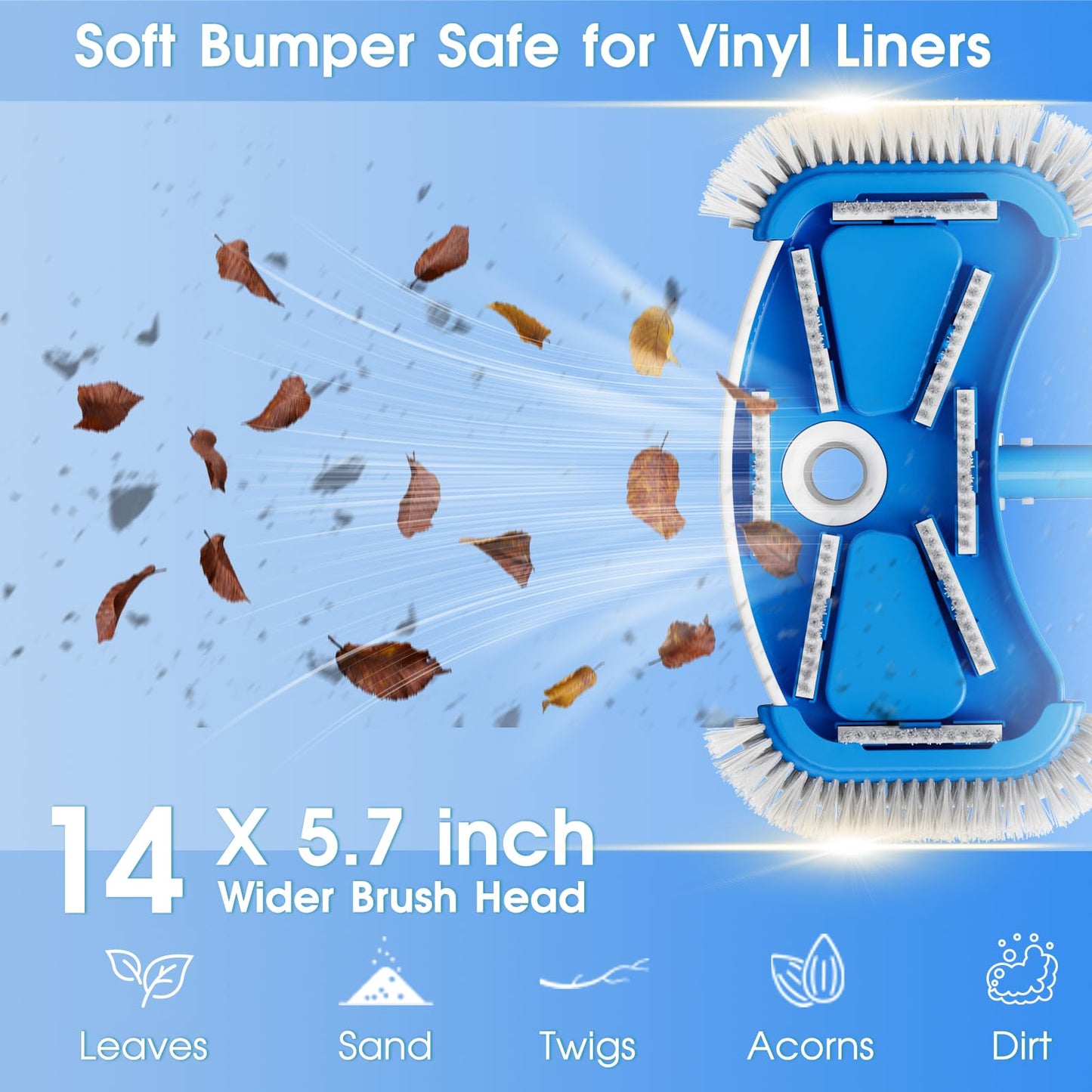 3-in-1 TidyMister Pool Cleaning Kit – Deep Grabber Pool Net, 17.5" Scrub Brush,Weighted Vacuum Head for Leaves, Algae & Debris | Essential Cleaning Set for Above Ground, Inground Pools, Spa, Hot Tub
