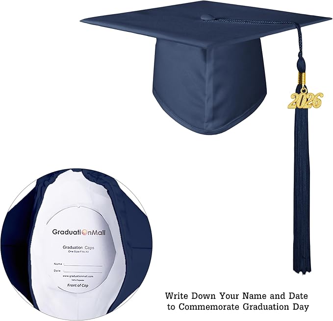 GraduationMall Matte Kindergarten & Preschool Graduation Cap for Kids with 2026 Tassel Black