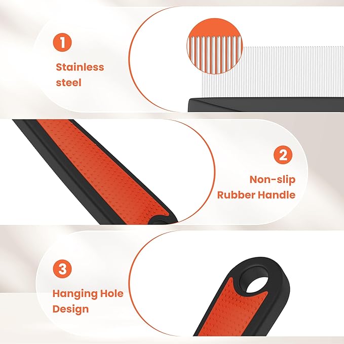 Dandruff Comb Stainless Steel Fine Tooth Dandruff Remover Scalp Comb Hair Comb for Kids and Adults (Red)