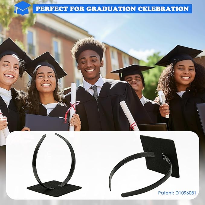 Graduation Cap Headband, Firm Anti-fall HairBand for Graduation Hat, Graduation Gifts Hat Accessories for Graduates, Students, Women (Grad Cap Not Included)