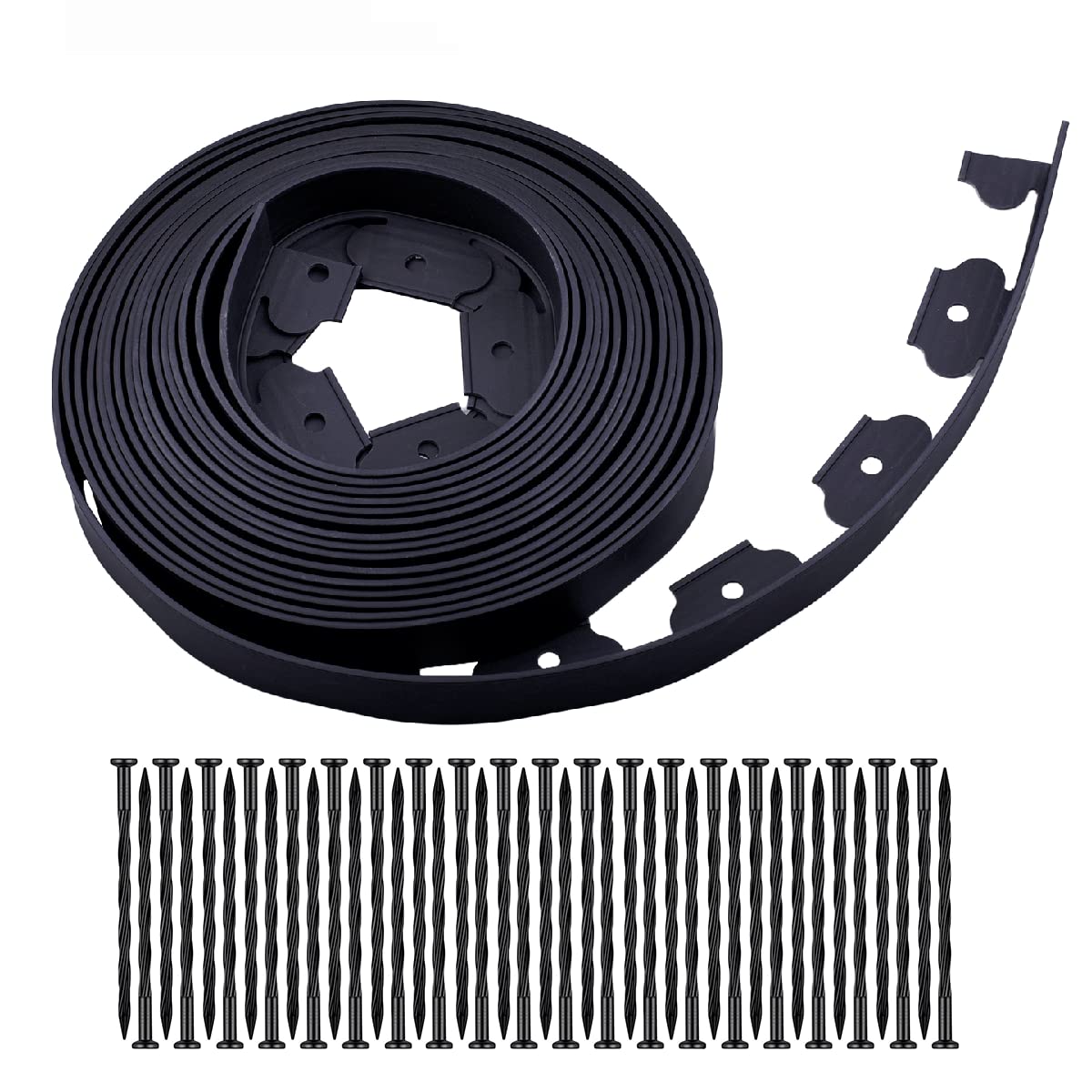 Garden Edgingï¼40ft Landscape Edging with 40 Spikes for Lawn 2 Inch Tall(Black, 40FT)