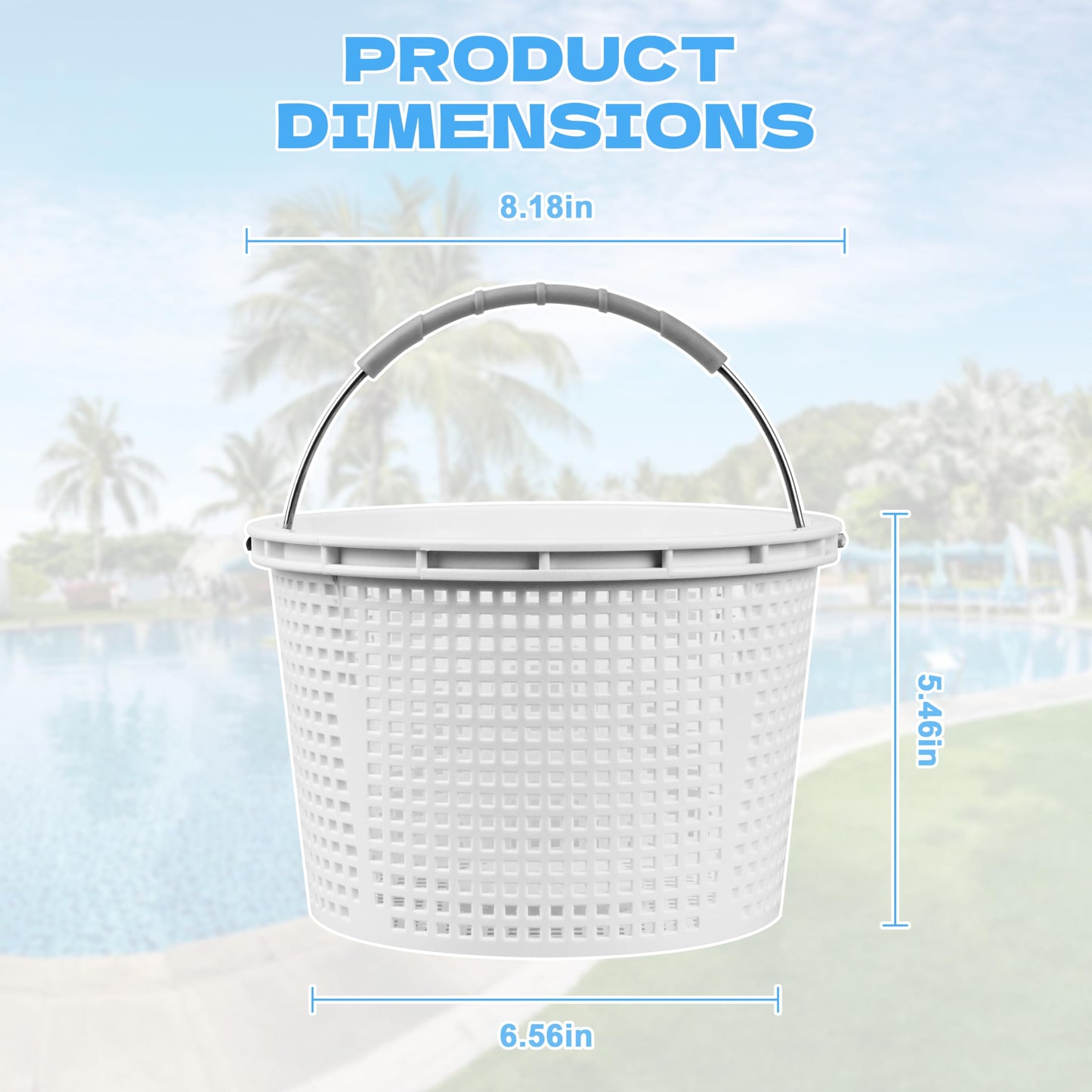 Seaiyomg 8" Pool Skimmer Basket Replacement for Pentair U-3 & Hayward SP1070 | Heavy-Duty Inground Pool Basket with Weighted Metal Base & 316 Stainless Steel Handle