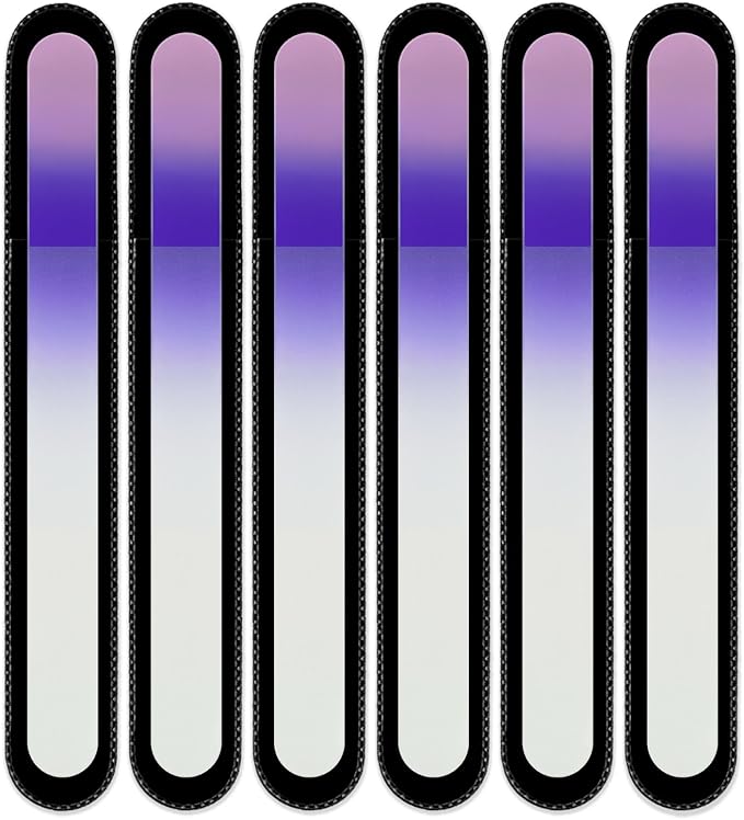 Mont Bleu Rainbow Crystal Nail File in Black Pouch - Large/Professional Size - Czech Tempered Glass - Handmade in Bohemia (Czech Republic)