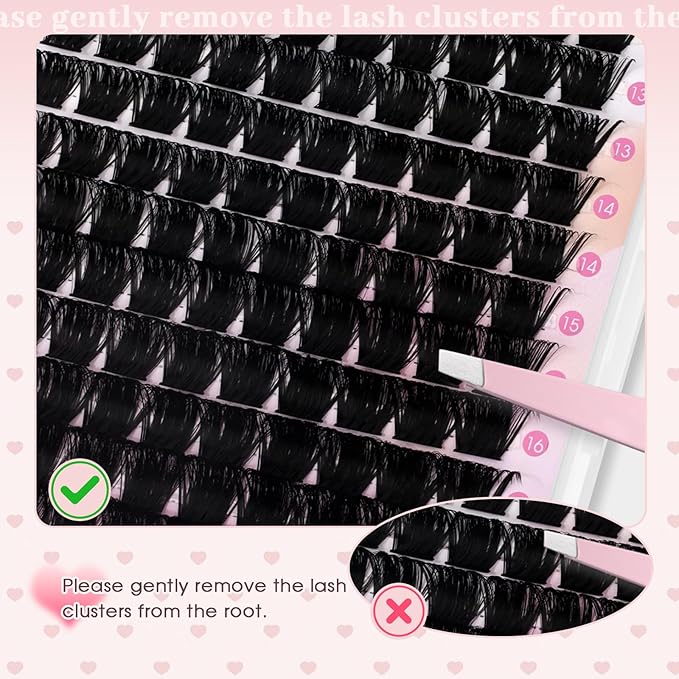 FADLASH Fluffy Lash Clusters 200D Eyelash Clusters 12-18mm Individual Clusters Eyelash Extensions Volume Lash Extensions DIY at Home (200D, 12-18mm)