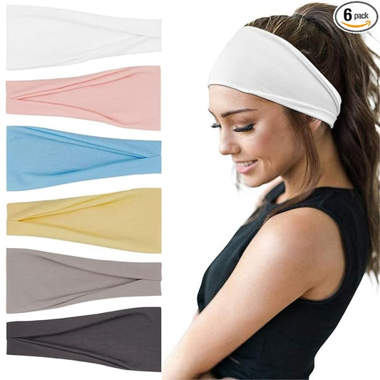 YONUF Fashion Headbands For Women Wide Headband Yoga Workout Head Bands Hair Accessories Band 6 Pack