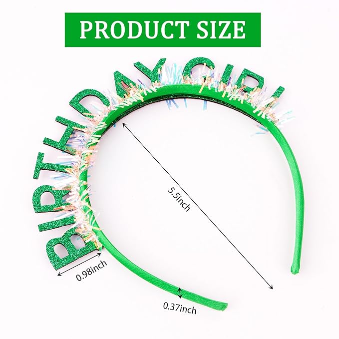 CIEHER Green Birthday Girl Headband Birthday Crown for Women Girls