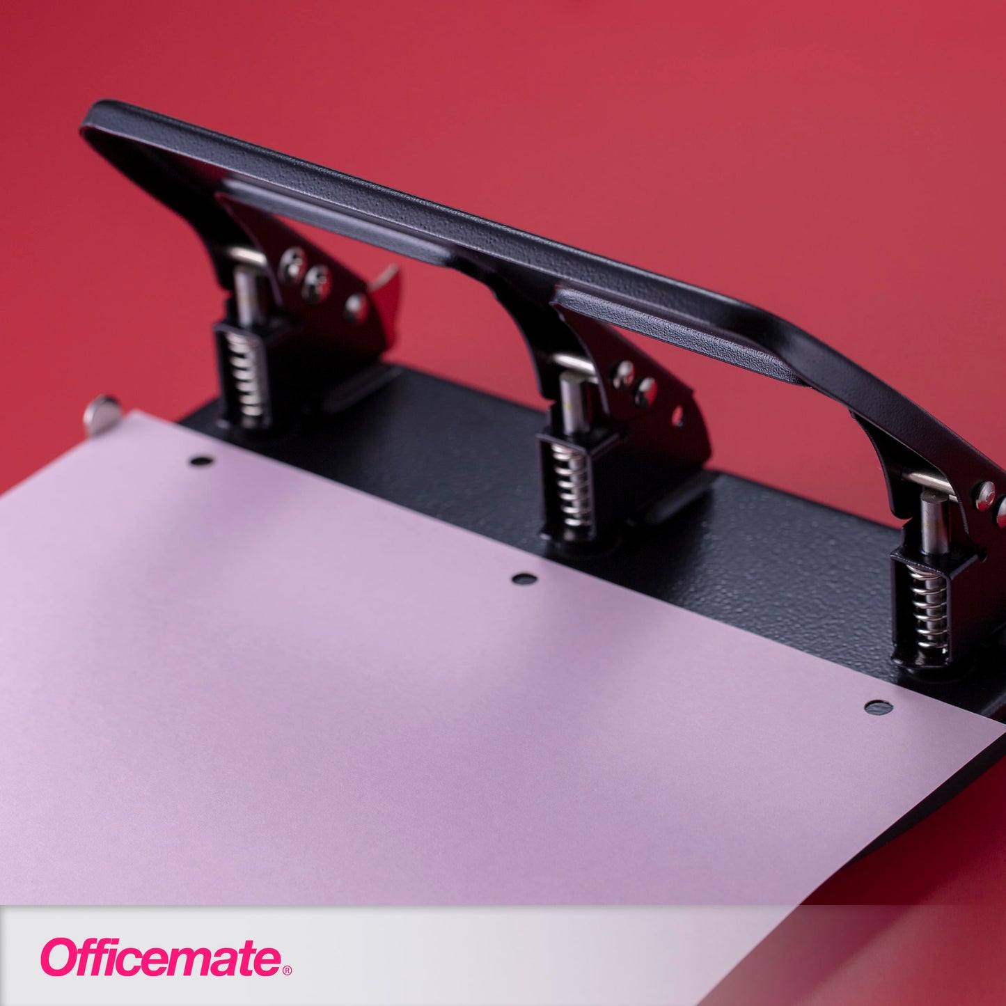 Officemate 3-Hole Punch, Medium Duty, 30-Sheet Capacity, Ergonomic Handles, Adjustable Paper Guide, Durable Metal Base, Black