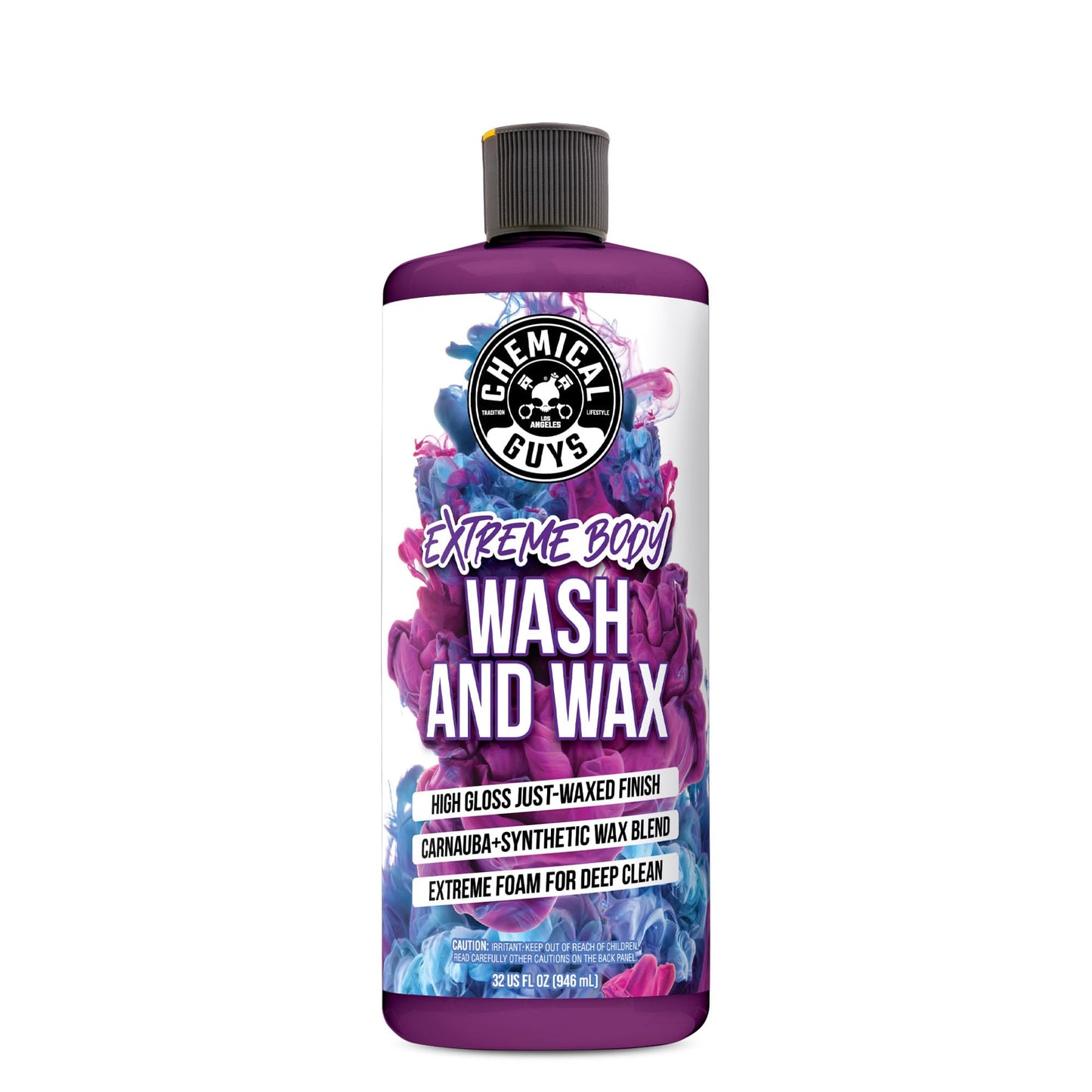 Chemical Guys Extreme Bodywash & Wax Foaming Car Wash Soap, (Works with Foam Cannons/Guns or Bucket Washes) For Trucks, Motorcycles, RVs & More, 32 fl oz, Grape Scent