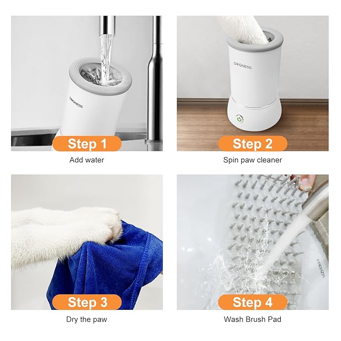 DOGNESS W01 Automatic Dog Paw Cleaner for Small to Medium Dogs (White)