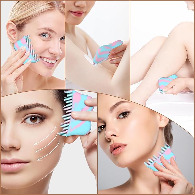 Lymphatic Contour Face Brush, 2026 New Silicone Lymphatic Drainage Massager, Dry Brush Alternative to Gua Sha for Face and Body