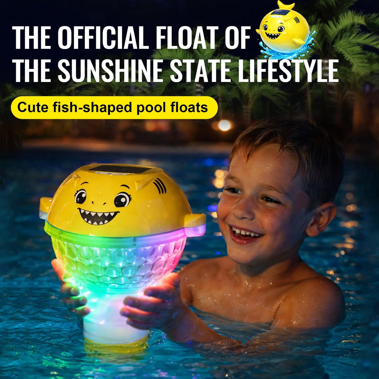 ORAPXI Solar Pool Chlorine Floater with Remote Temperature Monitor & LED Lights - Floating Chlorine Tablet Dispenser for Pool, Hot Tub and Spa