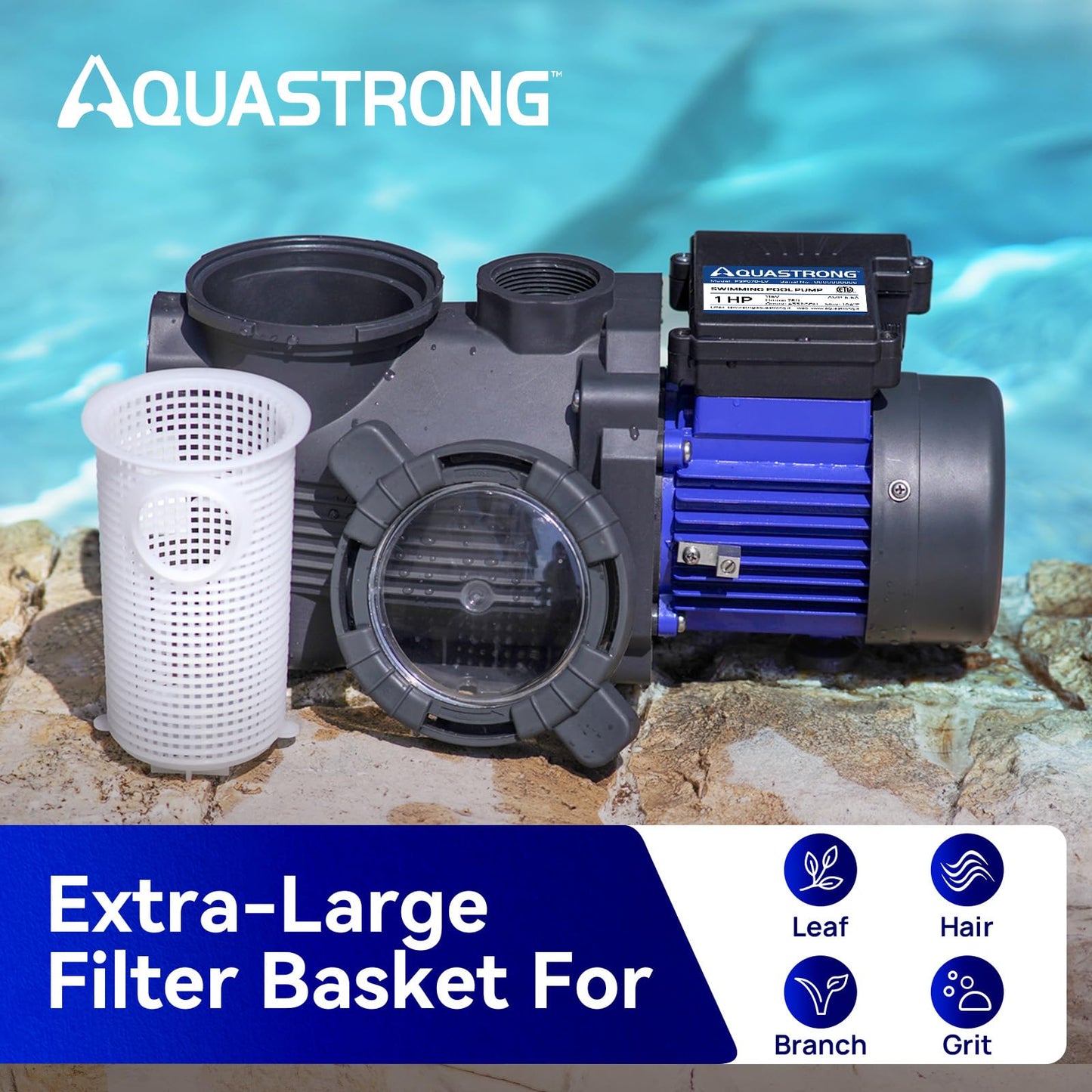 Aquastrong In/Above Ground Pool Pump High Flow Self Primming Swimming Pool Pump,