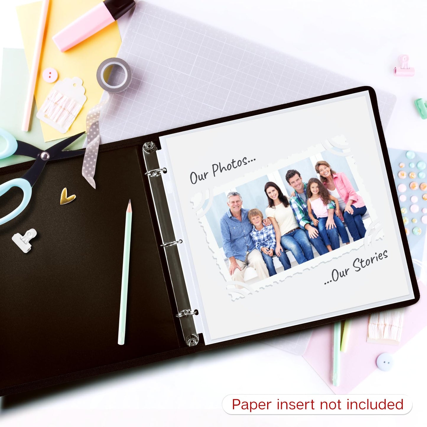 Dunwell Scrapbook Refill Pages 12x12, 50 Pack Super Heavyweight Sheet Protectors, Fits Standard 3 Ring 12x12 Scrapbooking Binders Like Pioneer and We R Memory Keepers, Paper Inserts Not Included