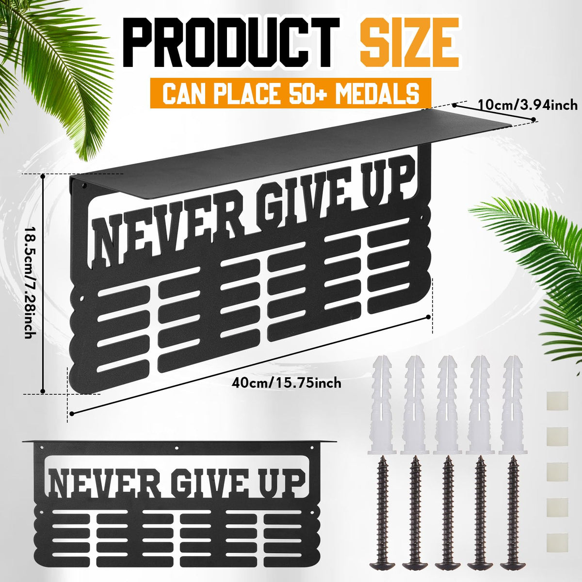 Moxweyeni Non-Slip Trophy Shelf, Trophy and Medal Display Shelf, Medal Hanger Display for Wall Holds 50+ Sports Medals, Shelves for Trophies Upgraded Holder for Gymnastics, Race, Soccer, Swim