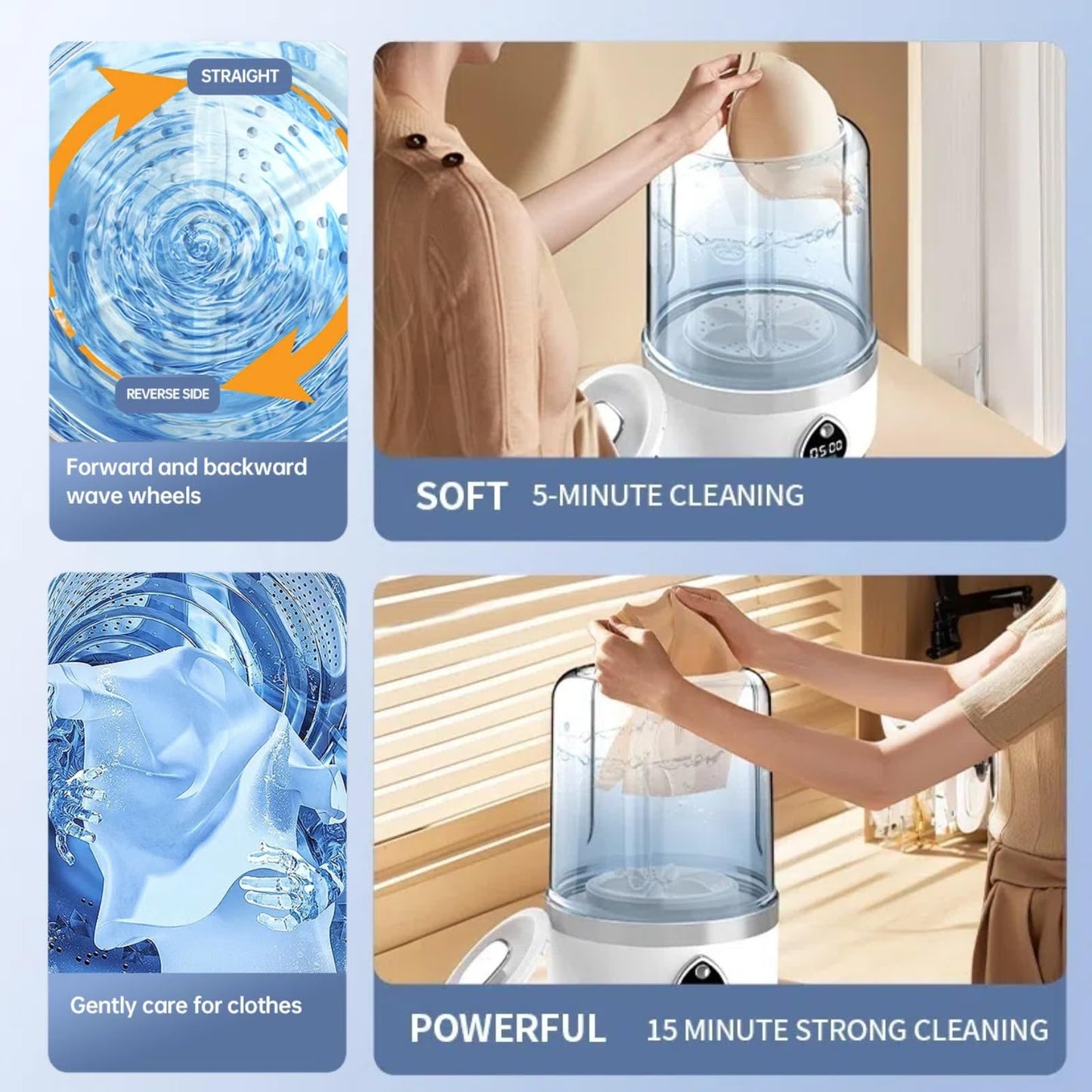 Portable Washing Machine, Compact Mini Washing Machine for Delicates & light garments, Cordless Portable Washer, 1.4L White Mini Washer, Great for Dorm, Apartment, Travel